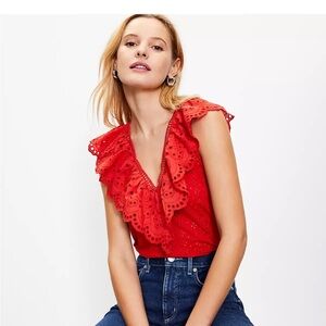 LOFT Eyelet V-Neck Tank Top size S